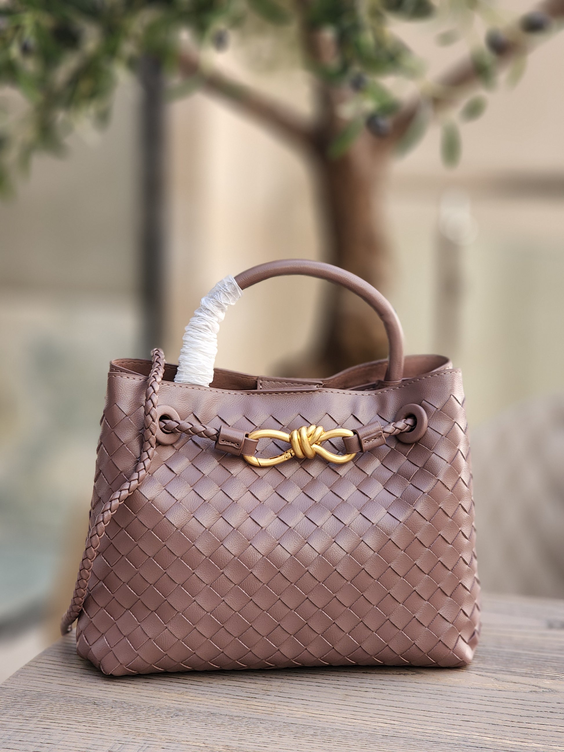 Braided Faux Leather Tote