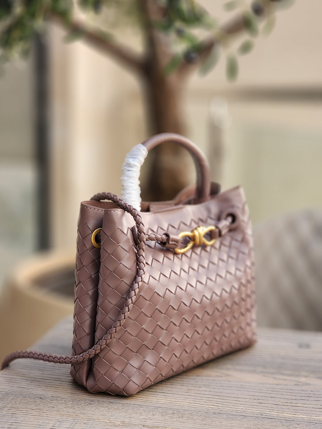 Braided Faux Leather Tote