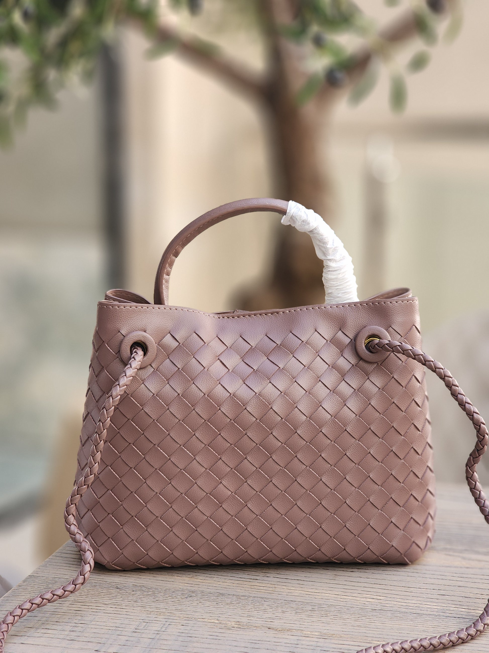 Braided Faux Leather Tote