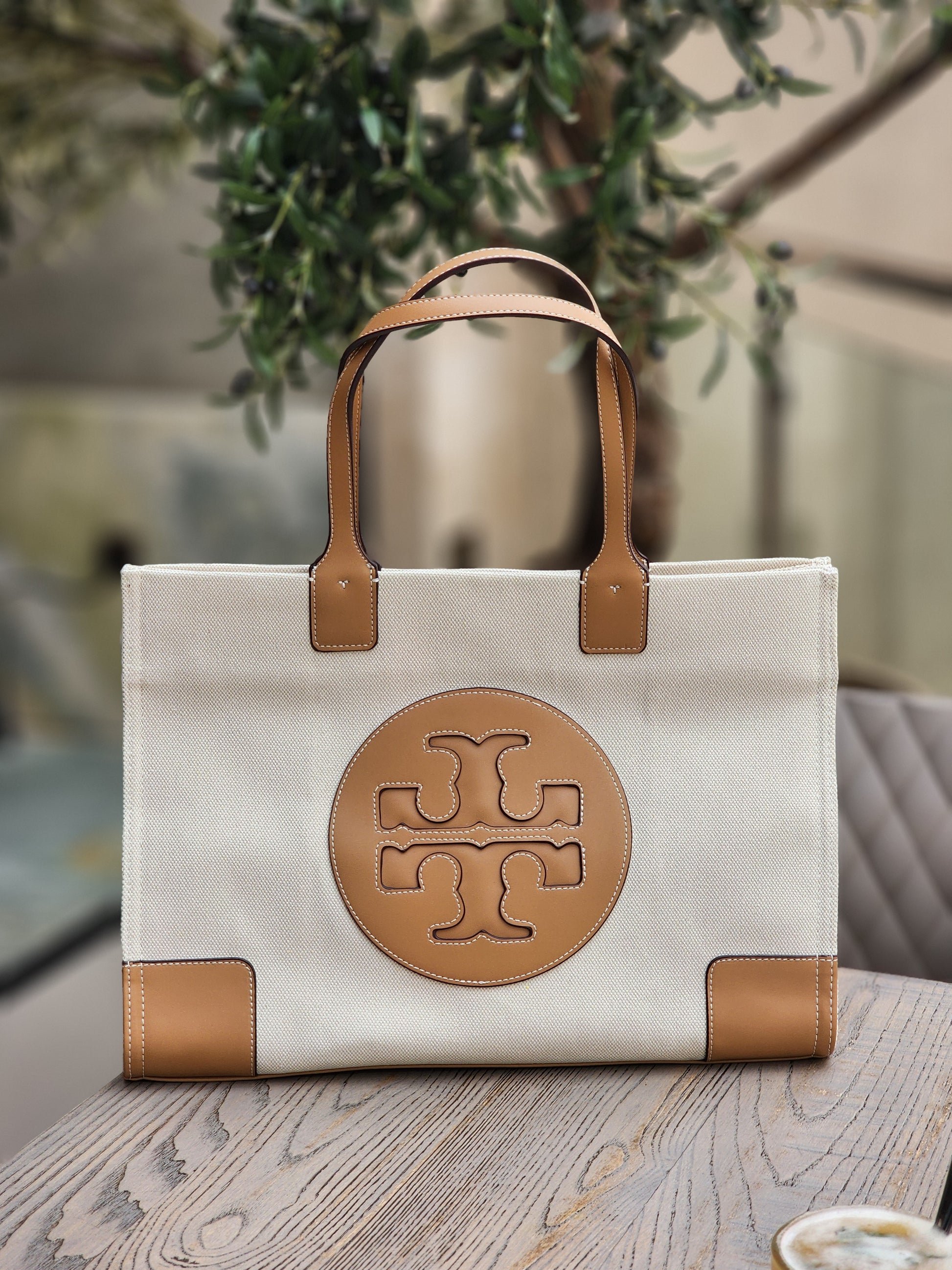 Canvas Tote with Tan Accents