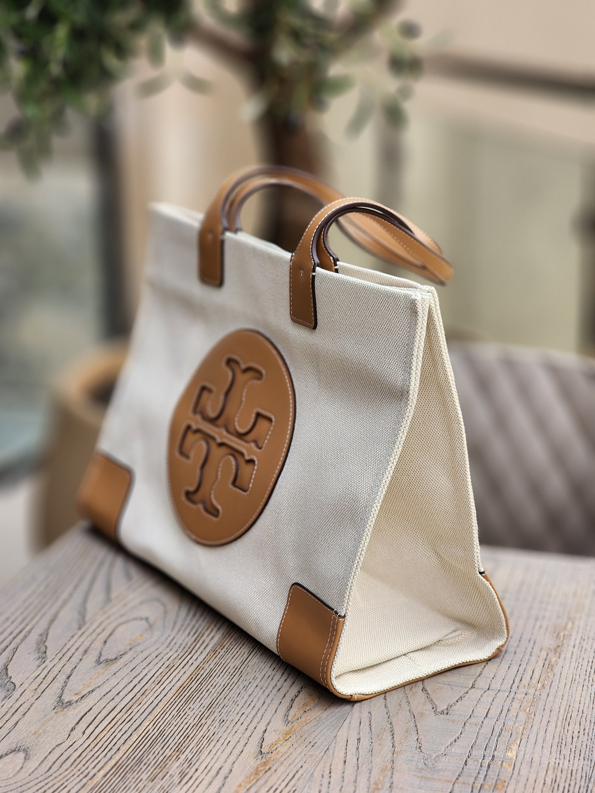 Canvas Tote with Tan Accents