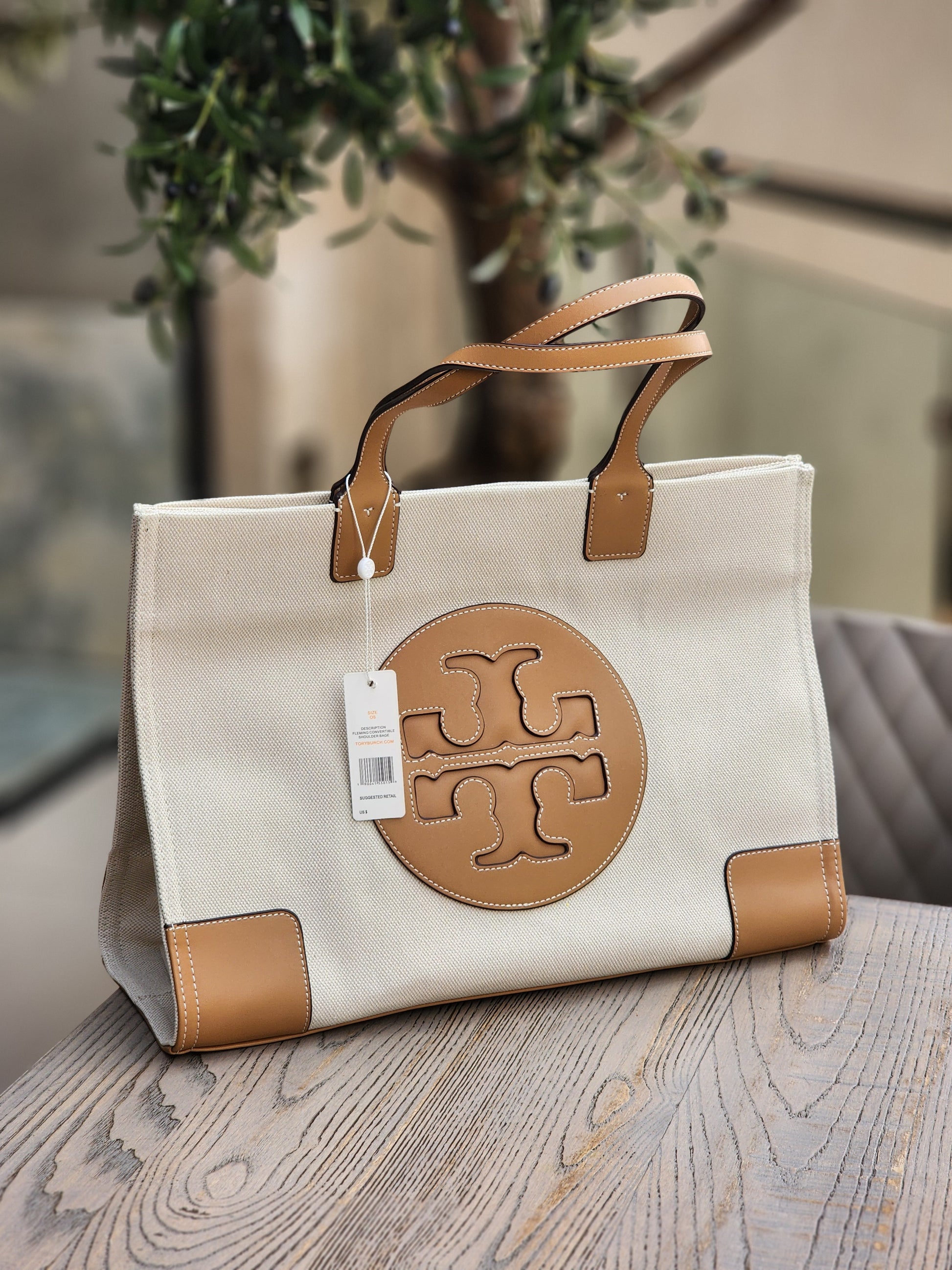 Canvas Tote with Tan Accents