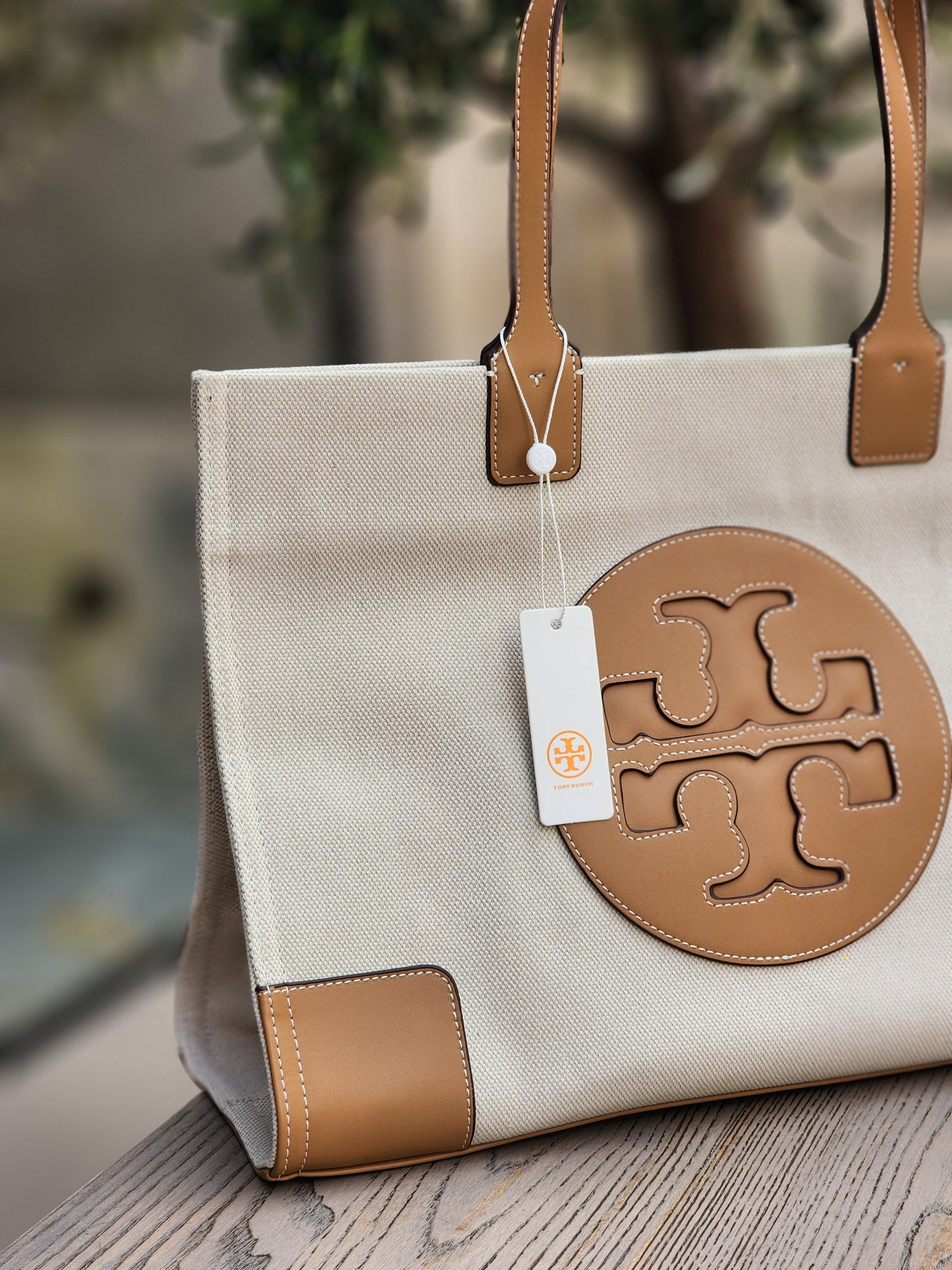 Canvas Tote with Tan Accents