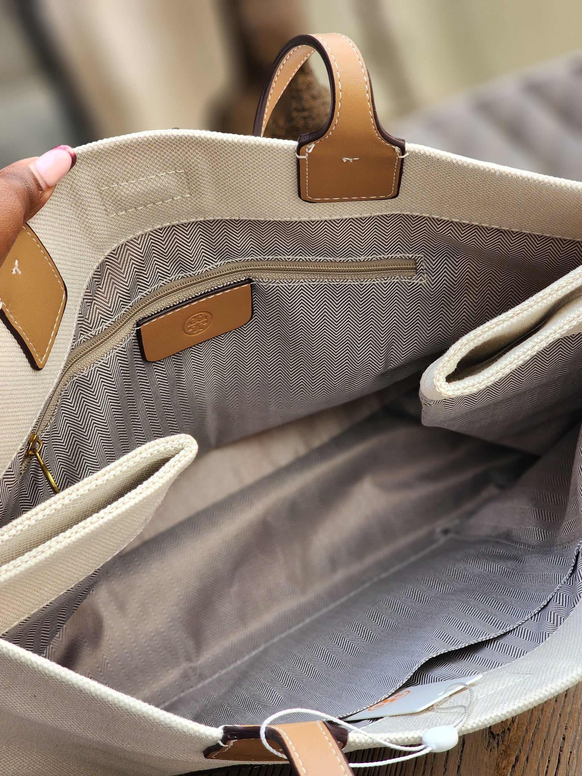 Canvas Tote with Tan Accents