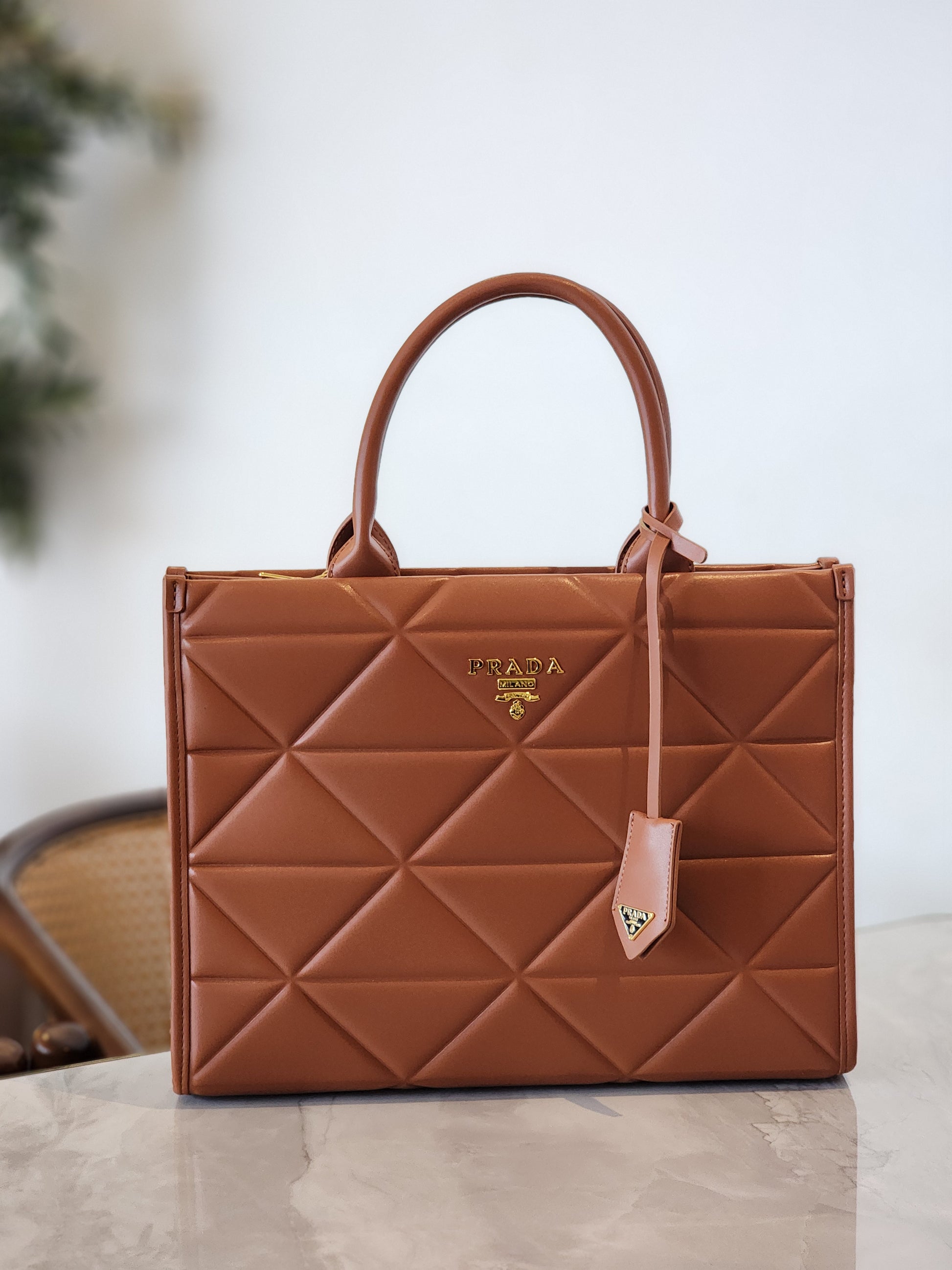 Quilted Structured Tote Bag