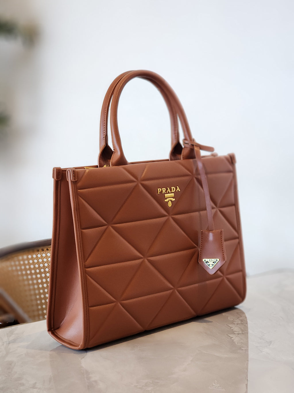 Quilted Structured Tote Bag
