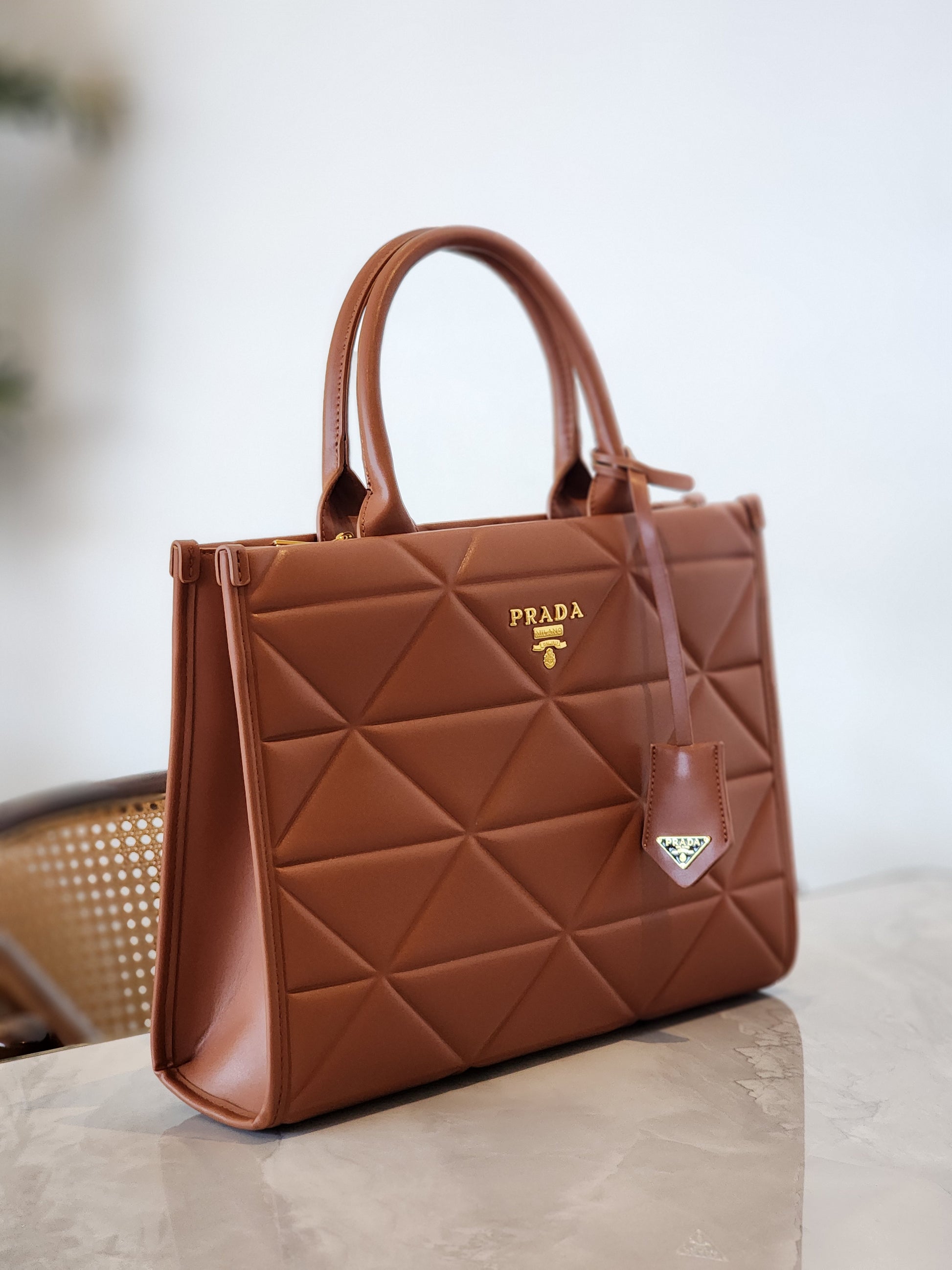 Quilted Structured Tote Bag