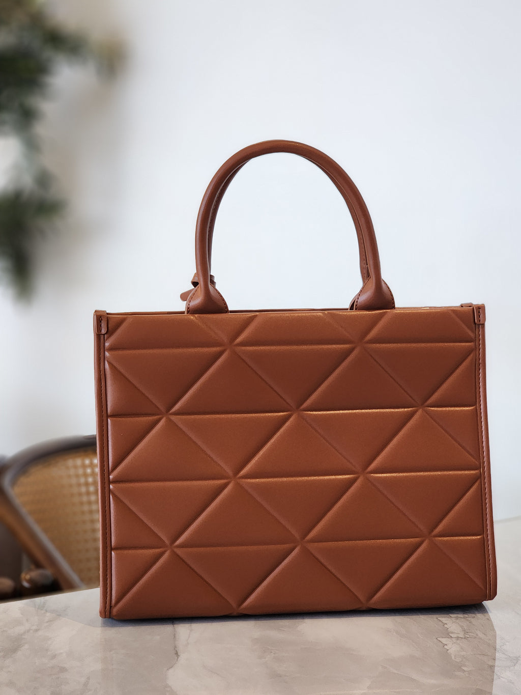 Quilted Structured Tote Bag