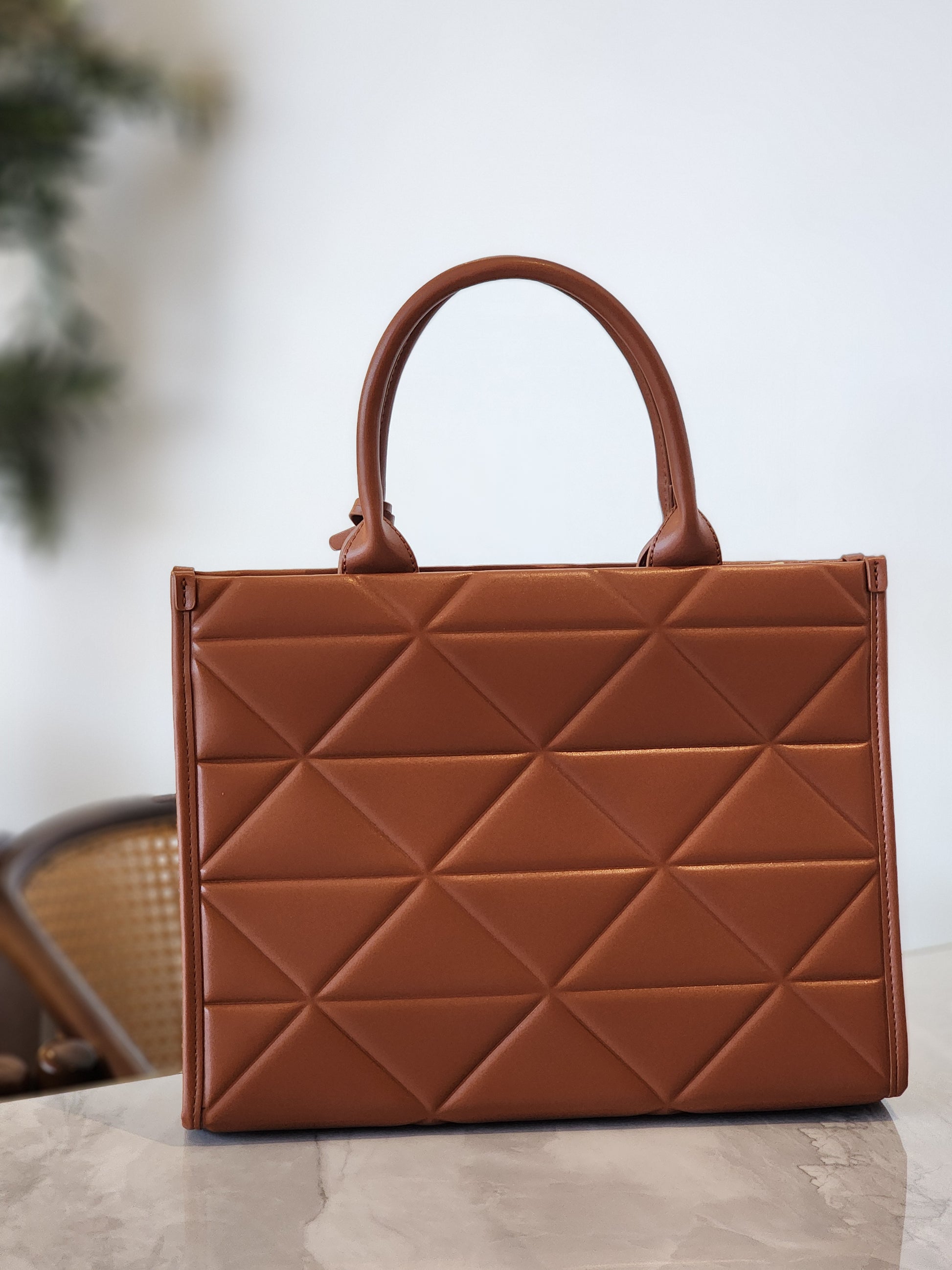 Quilted Structured Tote Bag