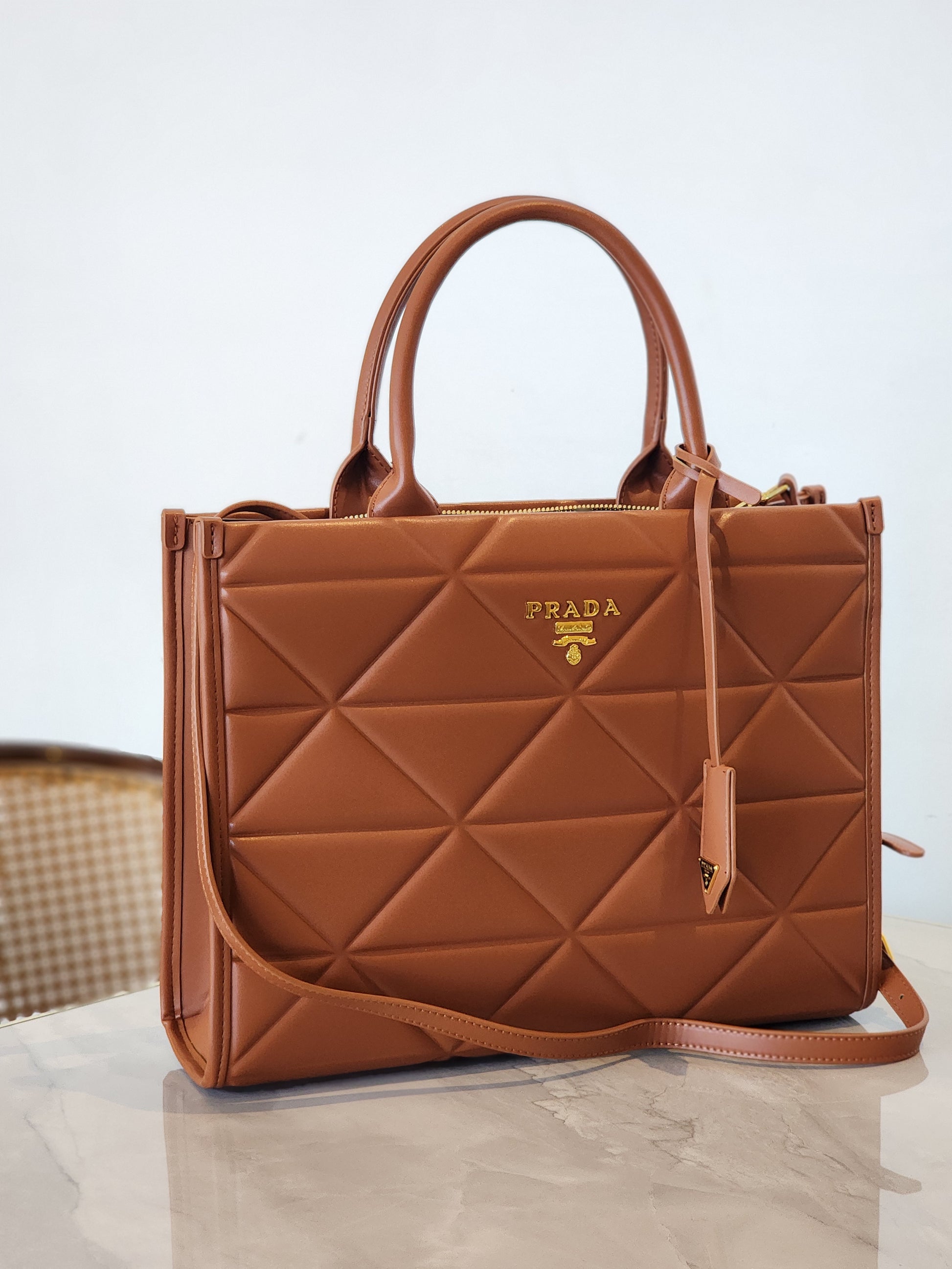 Quilted Structured Tote Bag