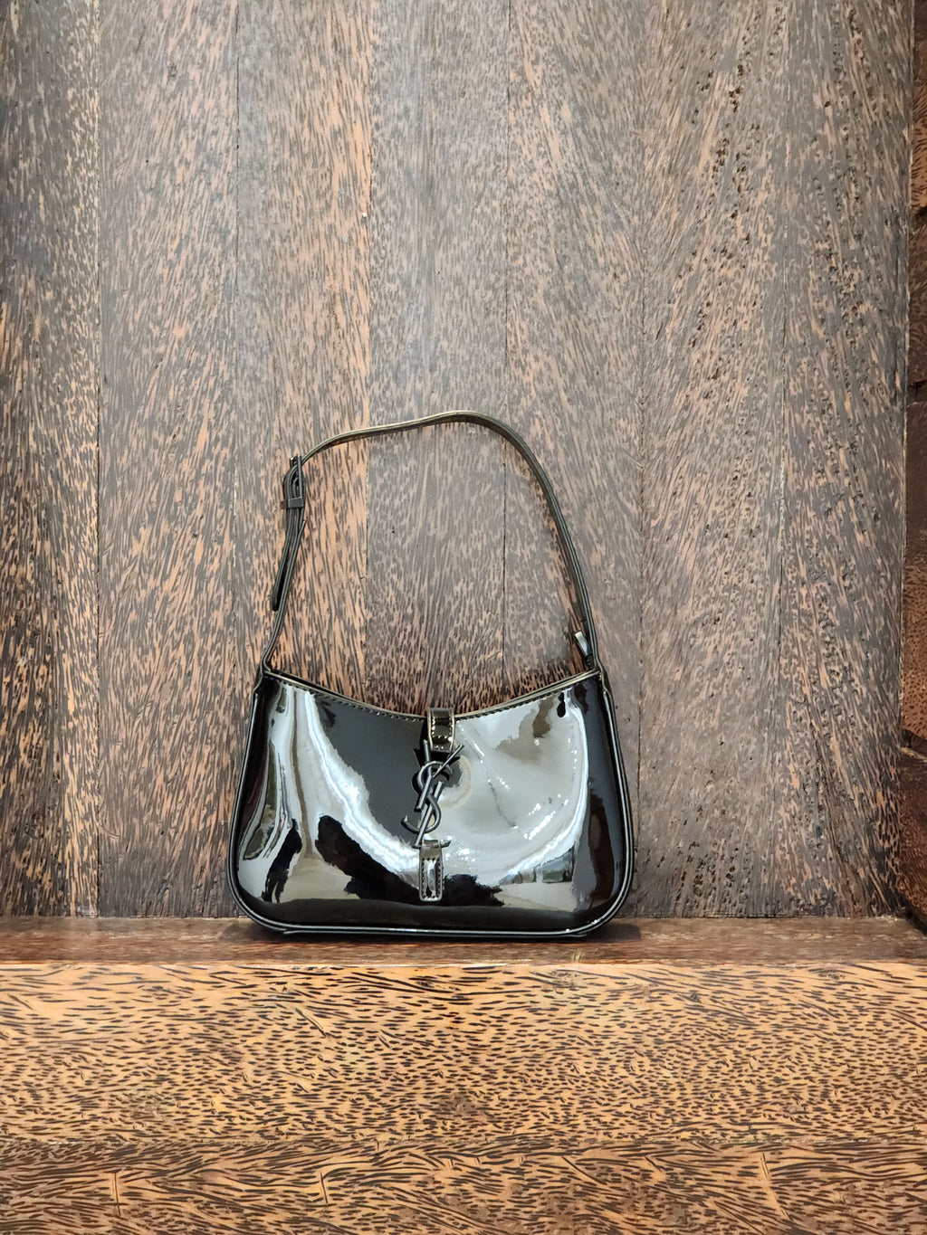 The Noir Patent Shoulder Bag