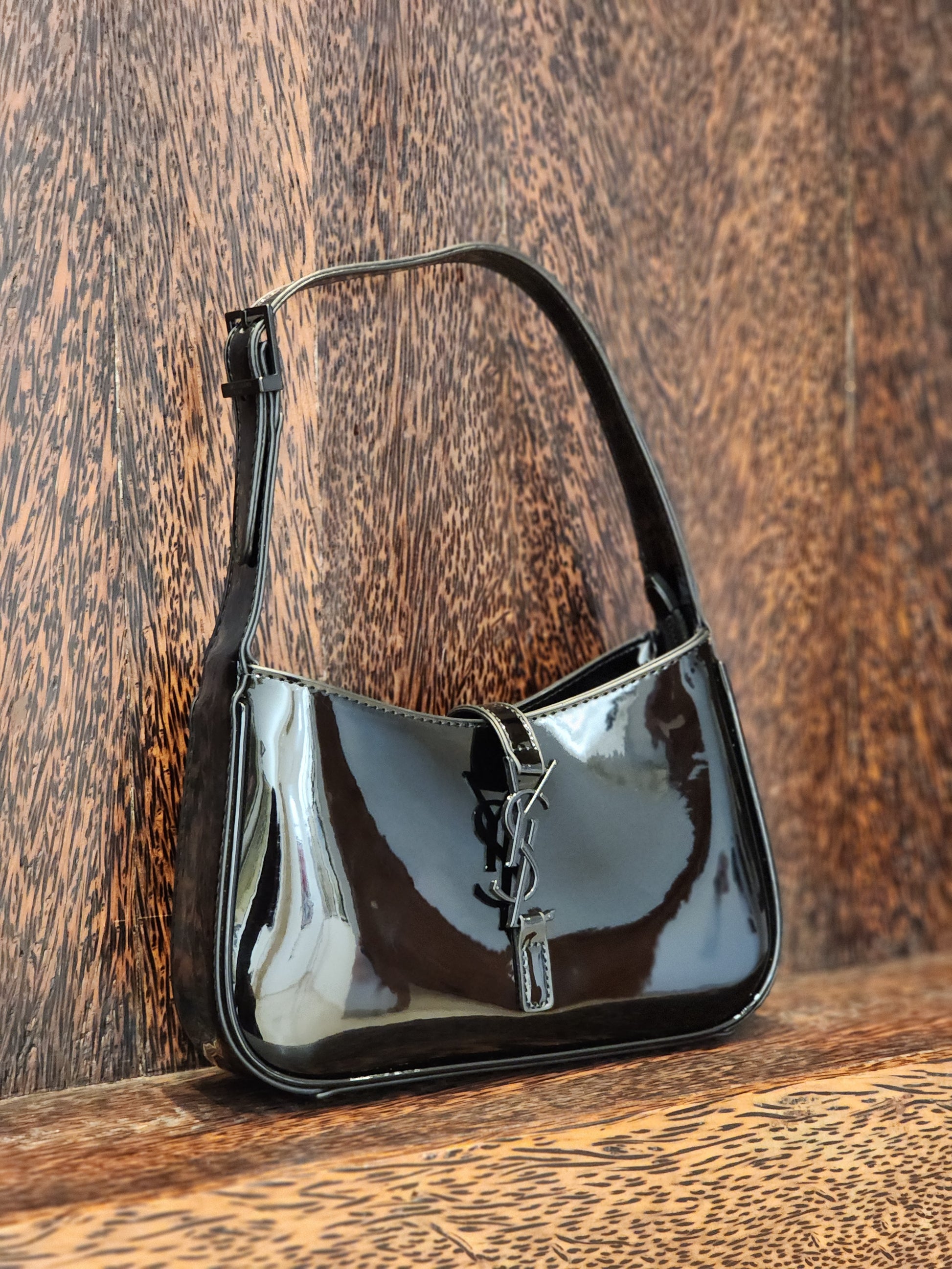 The Noir Patent Shoulder Bag