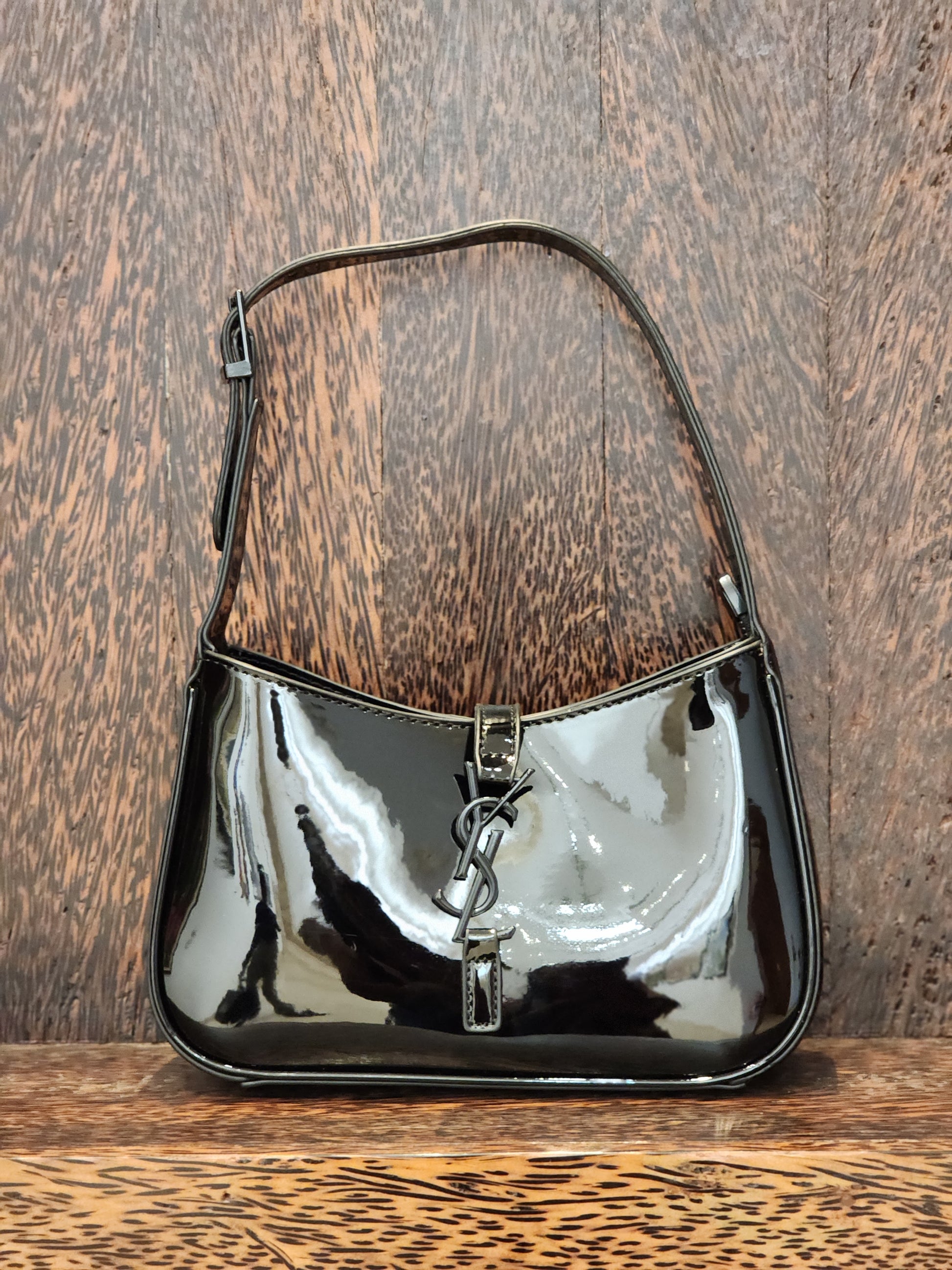 The Noir Patent Shoulder Bag