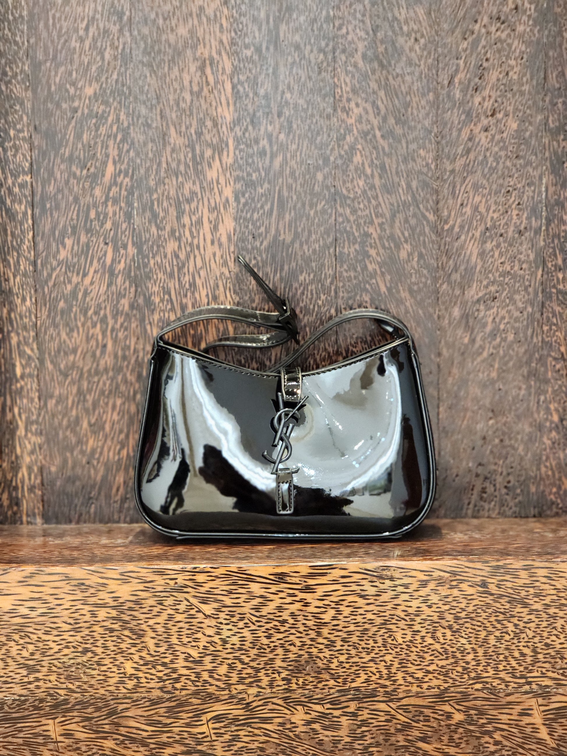 The Noir Patent Shoulder Bag