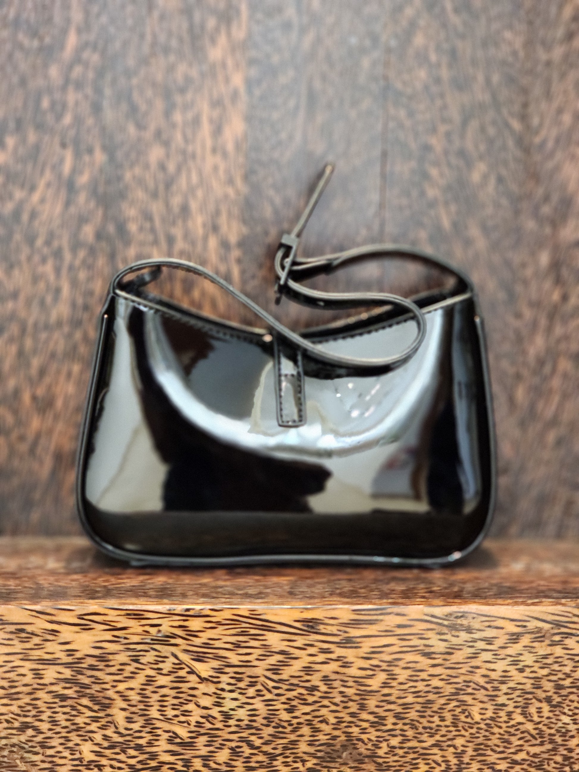 The Noir Patent Shoulder Bag
